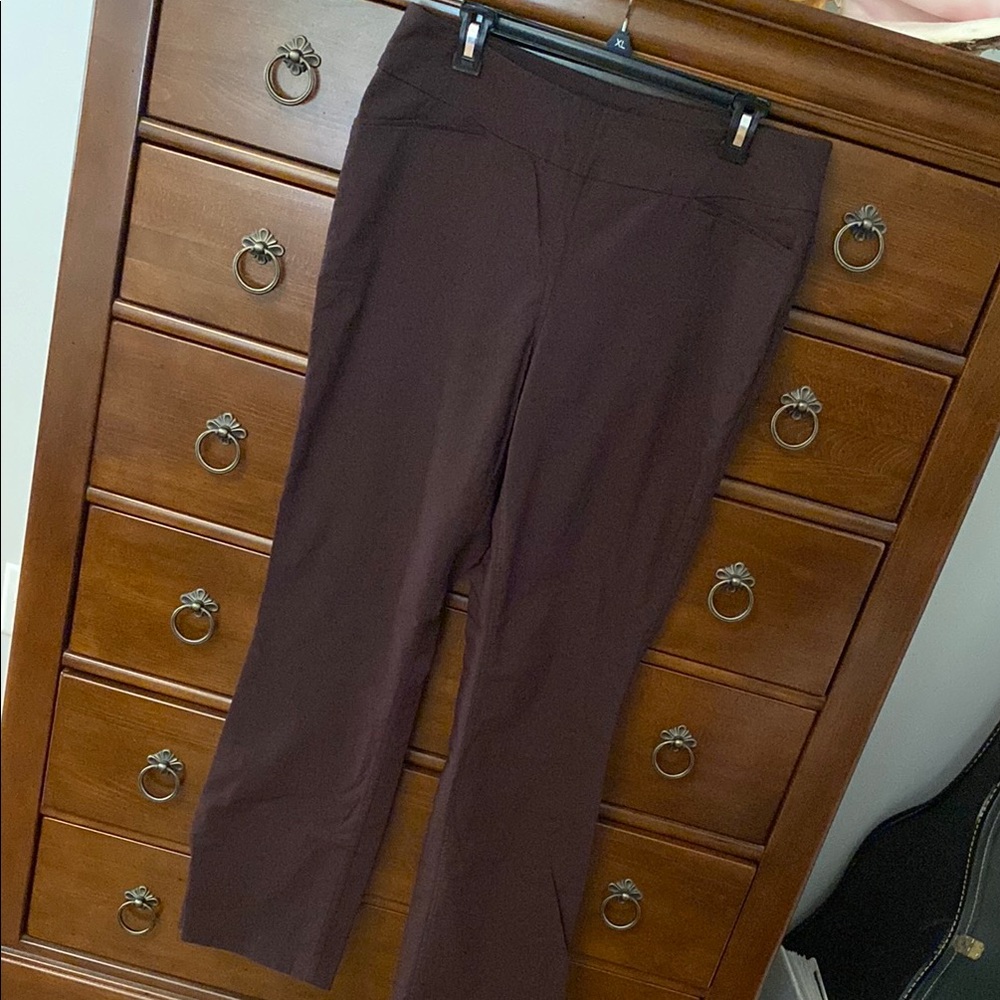 Westbound Brown Boot Cut Flare Pants, size 14R, stretch and tummy control panel